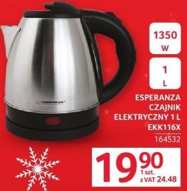 Czajnik elektryczny Esperanza EKK116X 1L promocja w Selgros