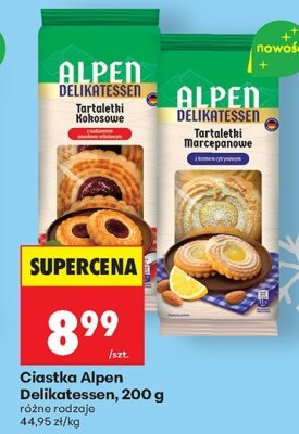 Ciastka Alpen Delikatessen Tarteletti Kokosowe, 200 g promocja w Biedronka