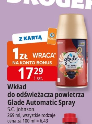 Wkład do odświeżacza powietrza Glade Automatic Spray promocja w Leclerc
