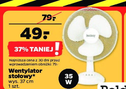 Wentylator sto艂owy 37 cm Beldray promocja