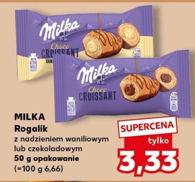 Czekolada Milka Rogalik z nadzieniem waniliowym lub czekoladowym promocja w Kaufland