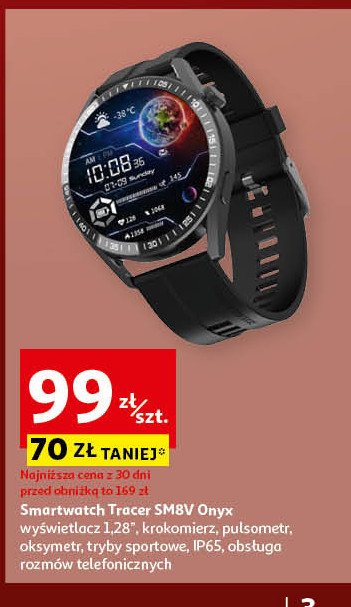 Smartwatch sm8v onyx Tracer promocja w Auchan