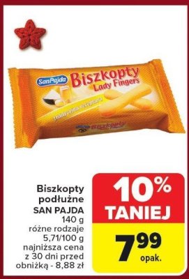 Biszkopty podłużne SAN PAJDA Lady Fingers promocja w Carrefour