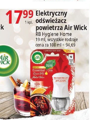 Odświeżacz + wkład grzane wino Air wick electric essential oils promocja