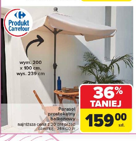 Parasol prostokątny promocja w Carrefour