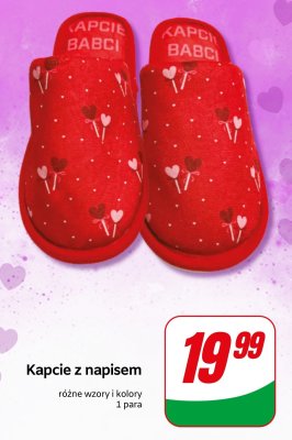 Kapcie z napisem, różne wzory i kolory promocja w Dino