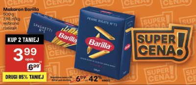 Makaron Barilla Penne Rigate promocja w Delikatesy Centrum