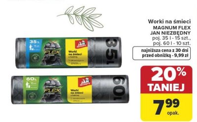Worki na śmieci MAGNUM FLEX JAN NIEZBĘDNY poj. 35 l - 15 szt., poj. 60 l - 10 szt. promocja w Carrefour