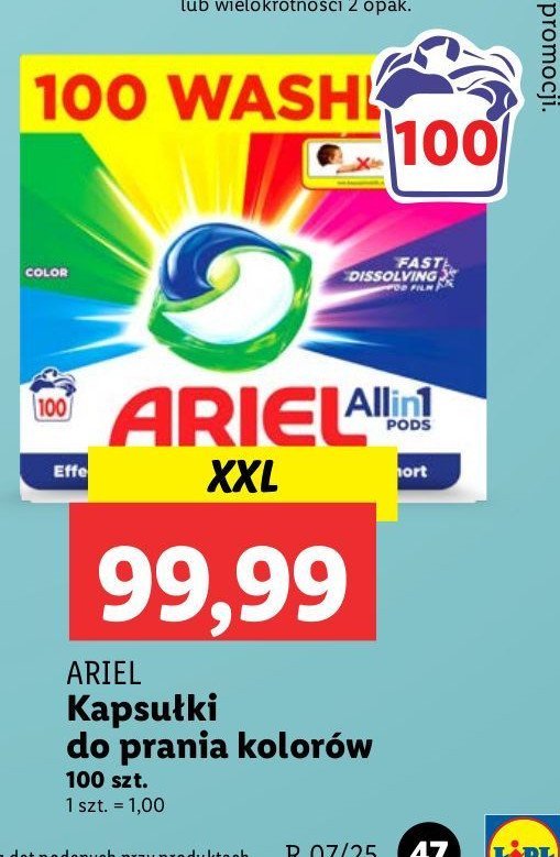 Kapsułki do prania do kolorów Ariel all in 1 promocja