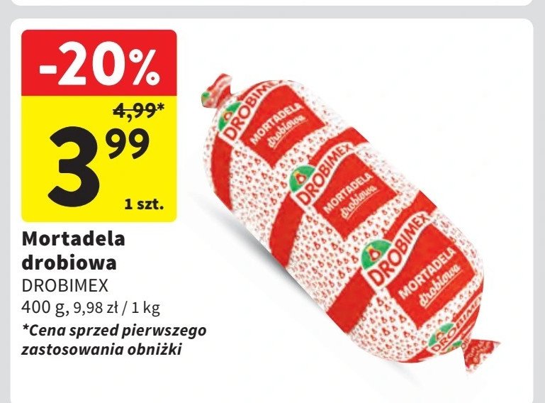 Mortadela drobiowa Drobimex promocja w Intermarche