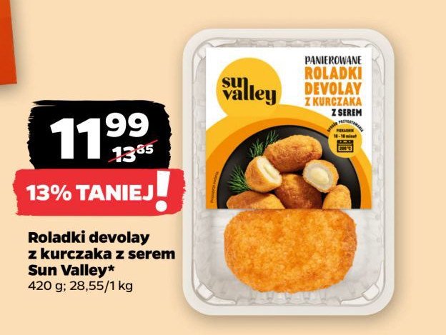 Panierowane roladki devolay z kurczaka z serem SUN VALLEY promocja w Netto