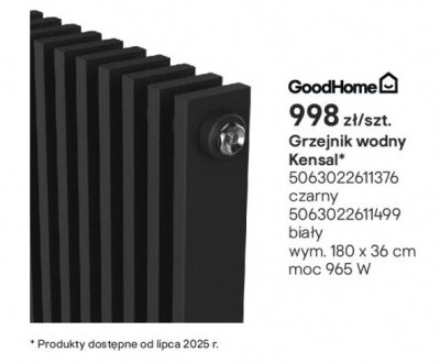 Grzejnik wodny Kensal czarny promocja w Castorama