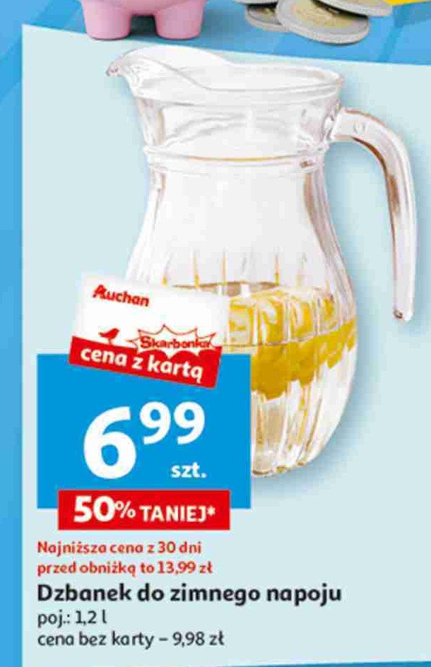Dzbanek szklany 1.2 l promocja w Auchan