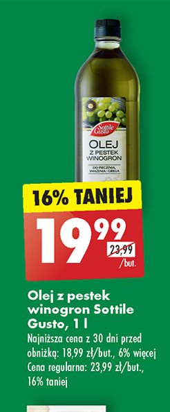 Olej z pestek winogron Sottile gusto promocja