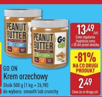 Krem orzechowy GO ON, do wyboru: smooth lub crunchy promocja w Aldi
