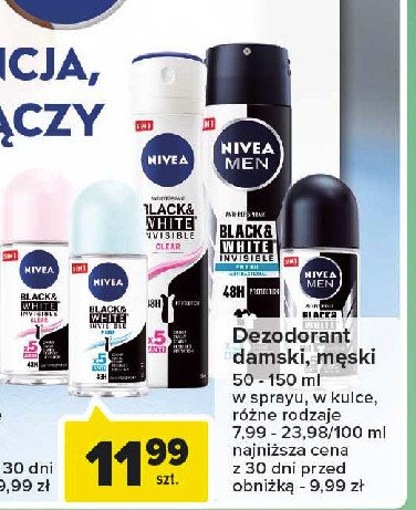 Antyperspirant fresh Nivea men invisible black & white promocja