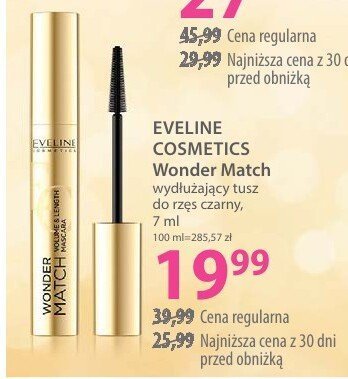 Tusz EVELINE COSMETICS Wonder Match wydłużający do rzęs czarny promocja w Hebe