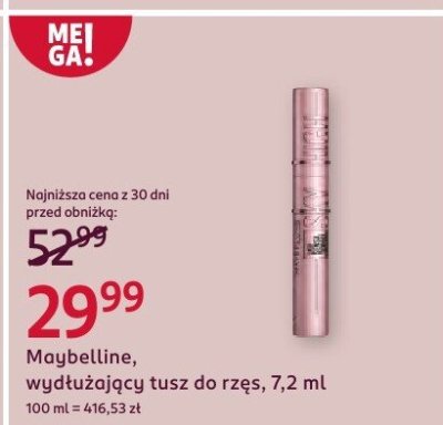 Tusz Maybelline wydłużający do rzęs, 7,2 ml promocja w Rossmann