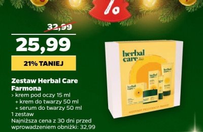 Zestaw kosmetyków Herbal Care: krem pod oczy, krem do twarzy, serum do twarzy promocja w Netto