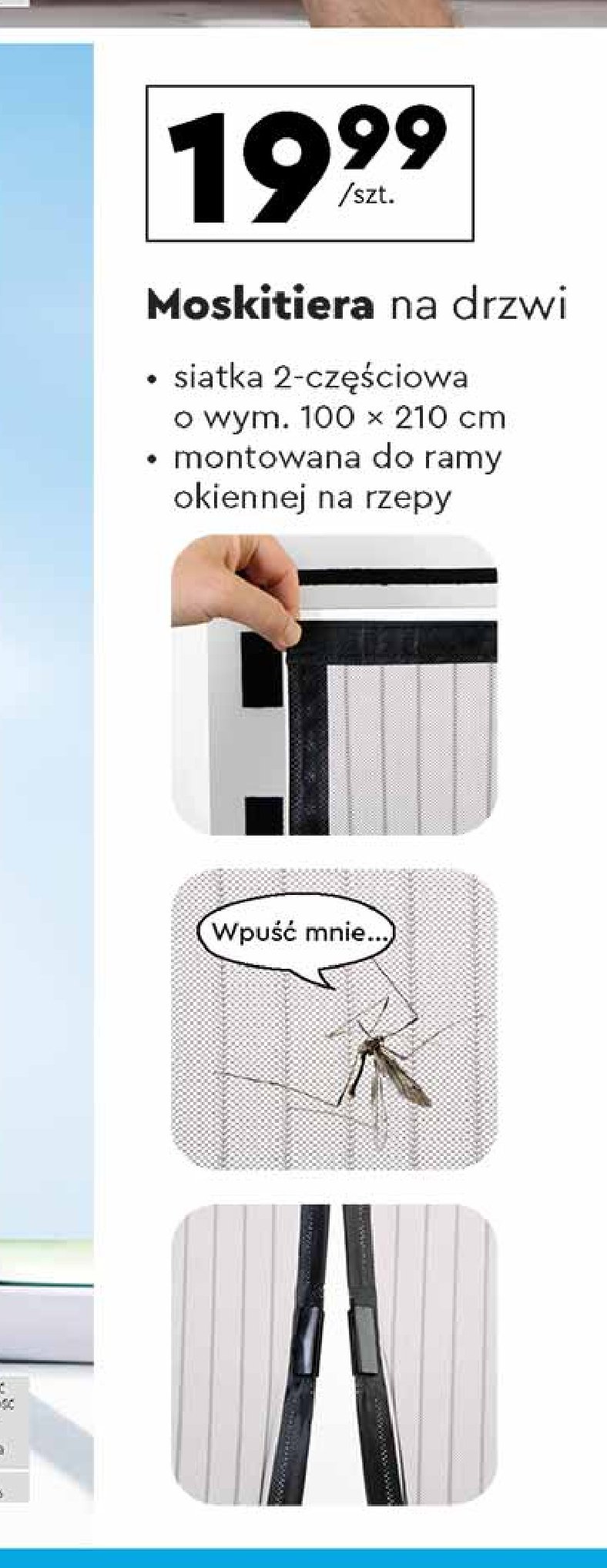 Moskitiera na drzwi 100 x 210 cm biały Gardenic promocja