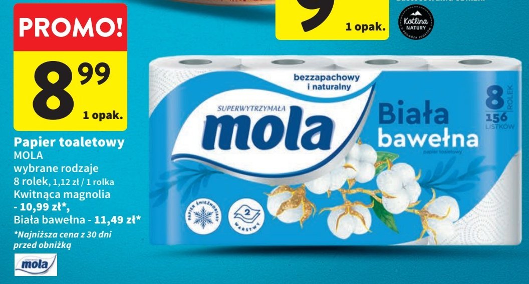 Papier toaletowy bawełniana biel Mola promocja