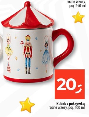 Kubek z pokrywką różne wzory, poj. 400 ml promocja w Dealz