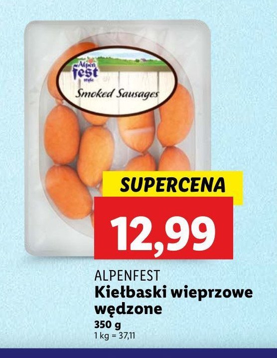 Kiełbaski wędzone wieprzowe Alpen fest promocja