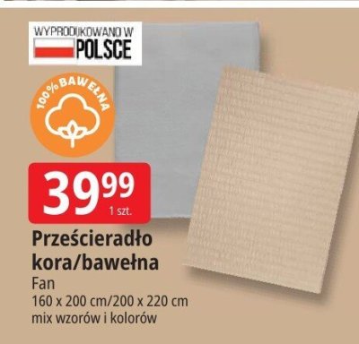 Prześcieradło kora/bawełna Fan promocja w Leclerc