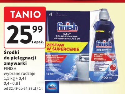 Środki do pielęgnacji zmywarki FINISH, wybrane rodzaje 1,5 kg - 0,4 l promocja w Intermarche