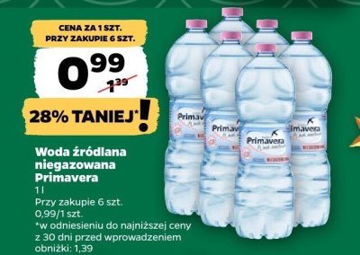 Woda źródlana niegazowana 1 l promocja w Netto