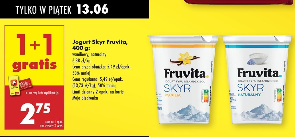 Jogurt skyr waniliowy Fruvita skyr promocja