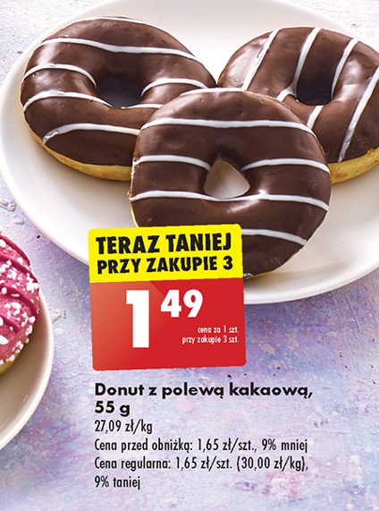 Donut z polewą kakaową promocja w Biedronka