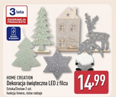 Dekoracja świąteczna LED z filcu HOME CREATION promocja w Aldi