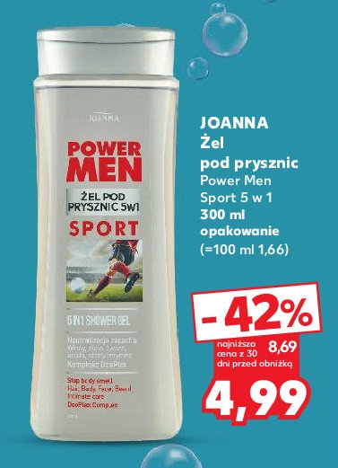 Żel pod prysznic sport Joanna power men promocja w Kaufland