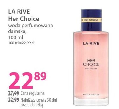 Woda perfumowana LA RIVE Her Choice damska promocja w Hebe