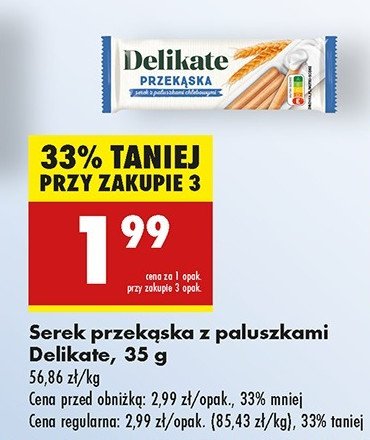 Przekąska: serek+paluszki Delikate promocja