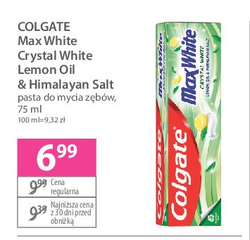 Pasta do zębów crystal white lemon Colgate max white promocja