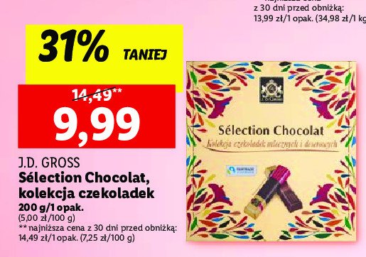 Czekoladki selection chocolat J.d.gross promocja
