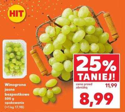 Winogrona jasne bezpestkowe opakowanie promocja w Kaufland