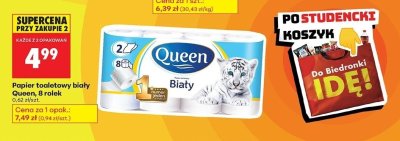 Papier toaletowy biały 8 rolek promocja w Biedronka