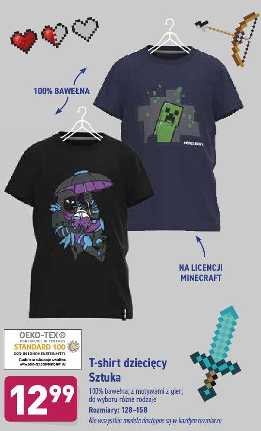 T-shirt dzieci臋cy minecraft 128-158 promocja