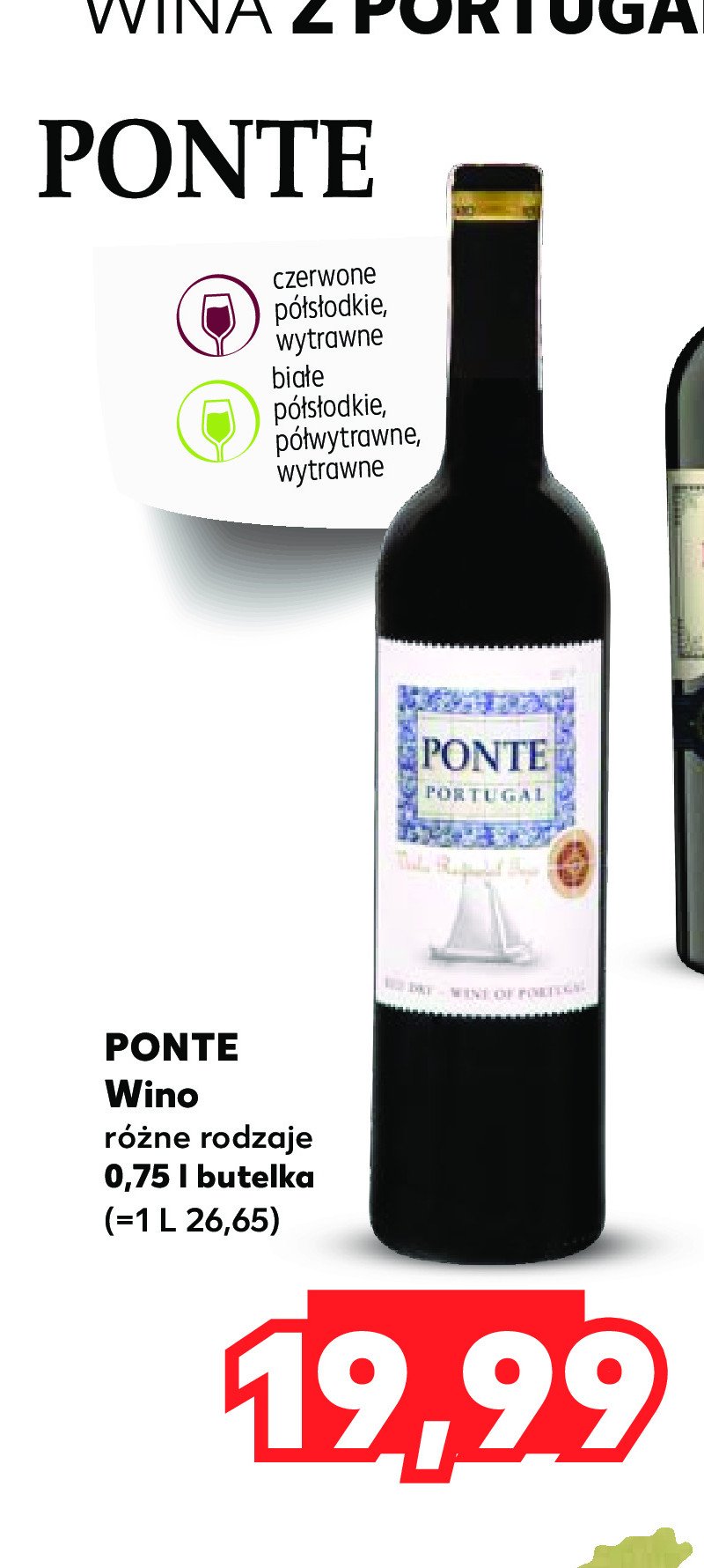 Wino Ponte portugal medium dry promocja