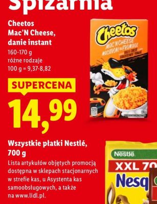 Danie instant Cheetos Mac'N Cheese promocja w Lidl