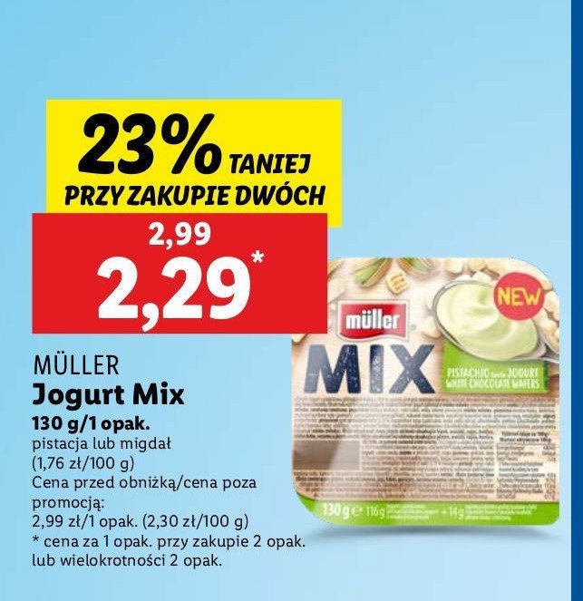 Jogurt waniliowy z karmelizowanymi migdałami Muller mix promocja