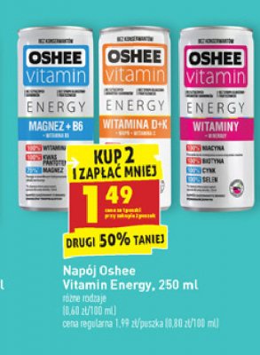 Napój vitamins + minerals Oshee energy drink promocja