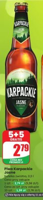 Piwo Karpackie Jasne butelka zwrotna promocja w Dino