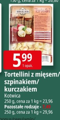 Tortellini z mięsem/szpinakiem/kurczakiem Kolwica promocja w Leclerc