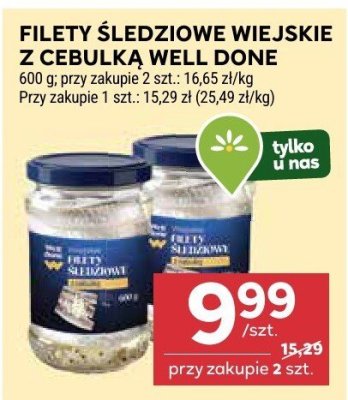 Filety śledziowe wiejskie z cebulką all done 600 g, przy zakupie 2 szt.: 16,65 zł/kg promocja w Stokrotka