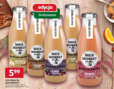 Sok Bracia Sadownicy Jesienne Jabłko Śliwka promocja w Stokrotka