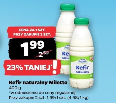 Kefir naturalny Miletto promocja w Netto